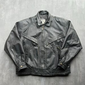 Vintage Ash Creek Black Leather Motorcycle Jacket Quilted Lined Men’s Large